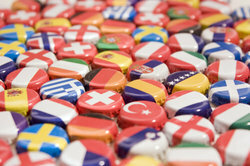 Bottle caps of all countries that are member states of the EU.