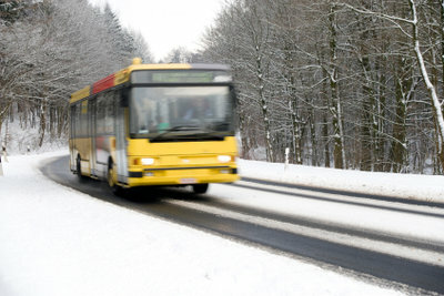 De bussen rijden niet altijd in de sneeuw.