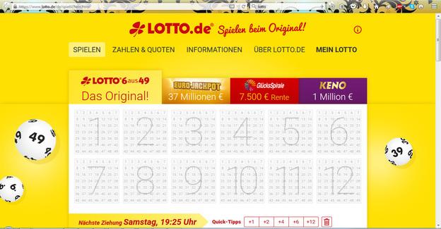 De startpagina van lotto.de