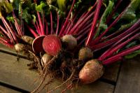 Prepare beetroot and its leaves as a salad