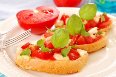 Tomato bruschetta is a delicious starter.